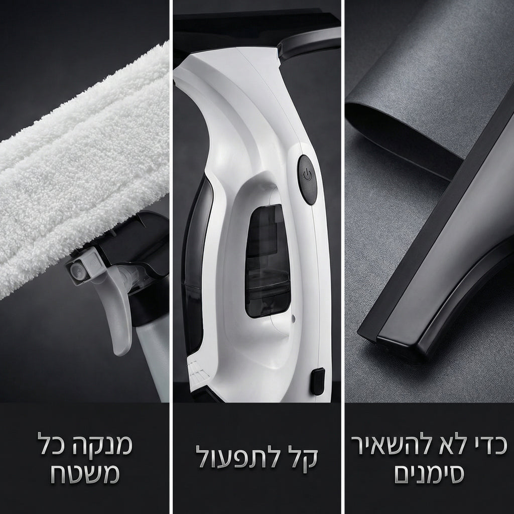 NAKI CLEAR הדור החדש לחלונות מבריקים - מפסיקים לנגב ומתקדמים לשאוב!